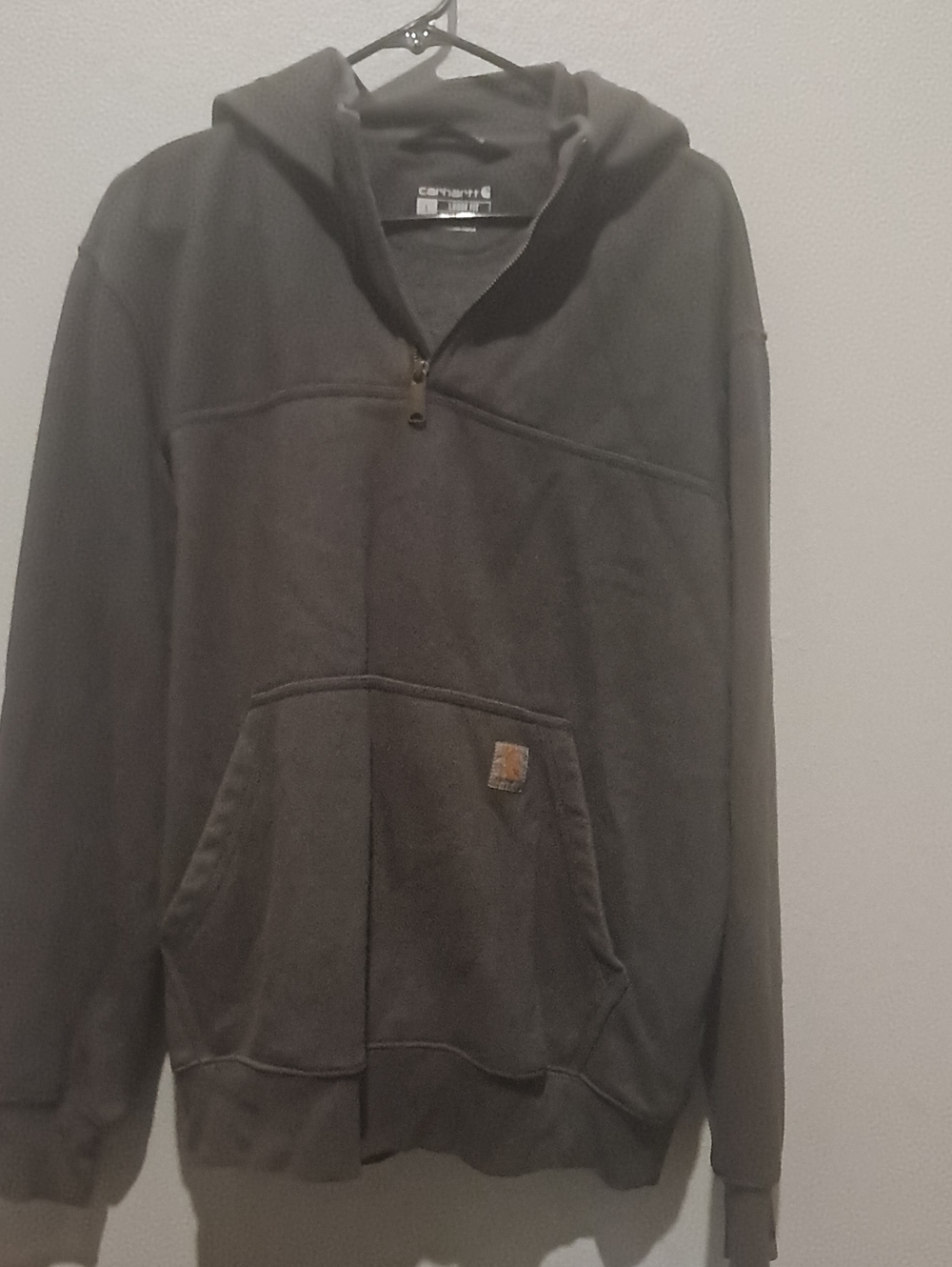 Carhartt Men's Charcoal Gray Zip Hoodie with Kangaroo Pocket